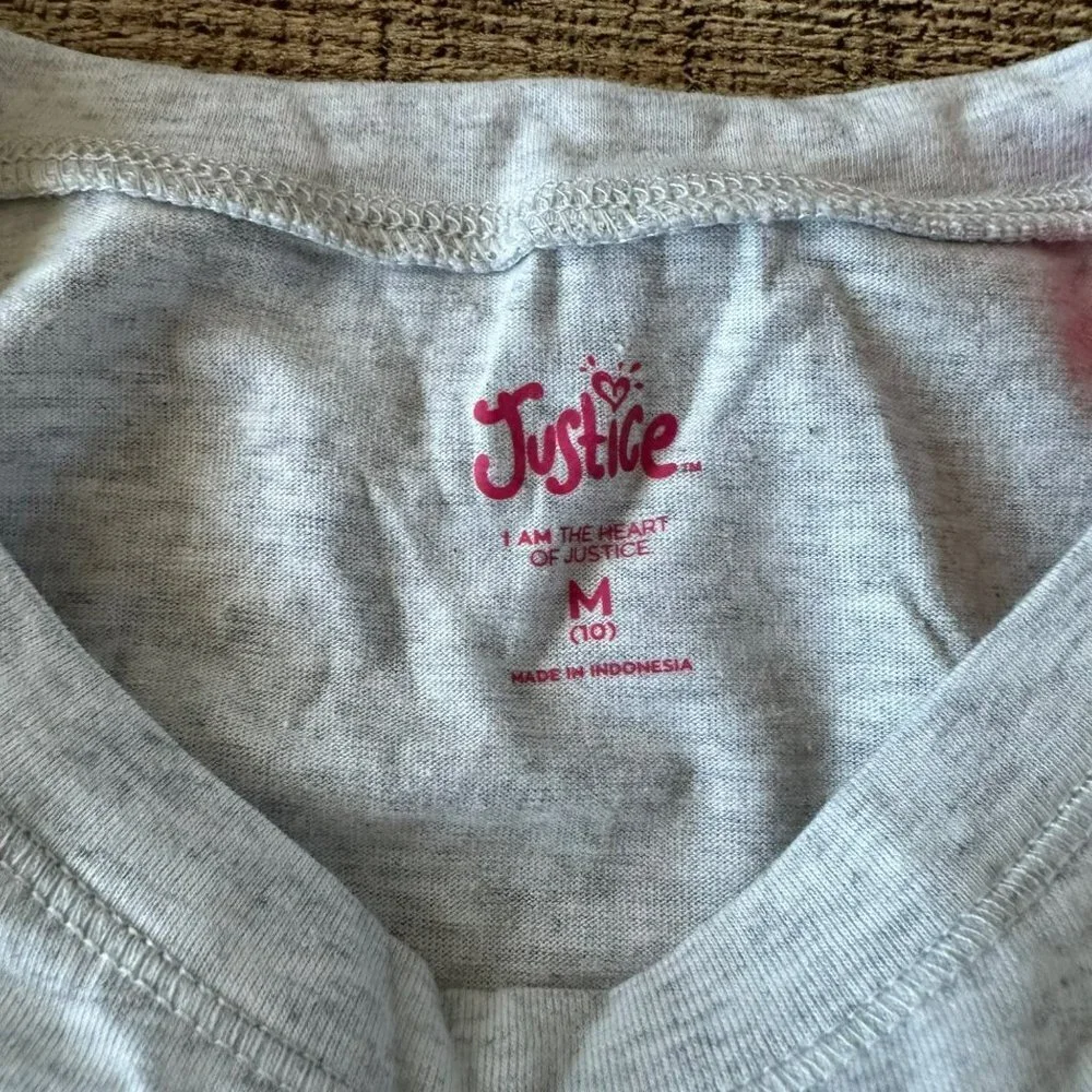 Justice Girls long sleeve glitter graphic tee shirt in gray -M (10)